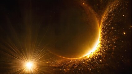 Obraz premium Generative AI, Spectacular Celestial Event: Solar Eclipse with Golden Radiance