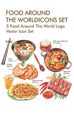 Food around the world logo vector Icon set