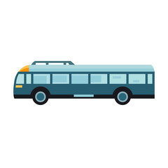 Blue city bus  vector art, flat design illustration, modern bus clip art side view 