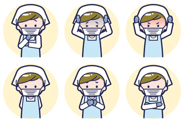 男性調理員のポーズセット_05