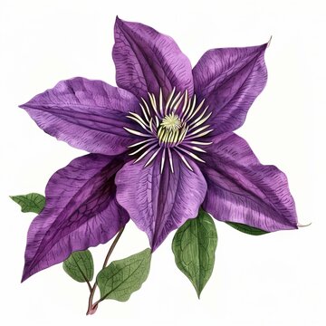 recommend clip art: Purple Clematis Isolated on White Background. Beautiful Clematis Flower