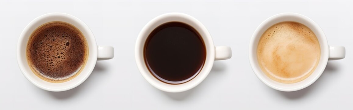 Three Coffee Cups, a Variety of Coffee