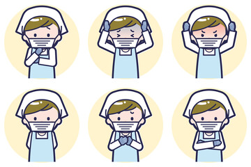 男性調理員のポーズセット_05