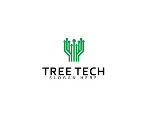 Fototapeta premium Tech tree electrical circuit digital logo vector icon