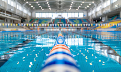 Obraz premium Swimming Pool Lane Divider and Reflection in Water 