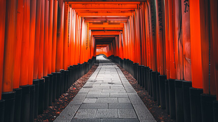 Fototapeta premium Iconic Pathway of Torii Gates at Fushimi Inari Shrine