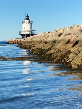 Spring Point Ledge Lighthouse in South Portland, Maine USA