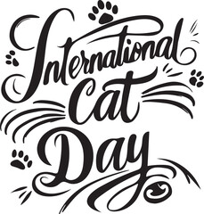 international cat day silhouette vector art illustration