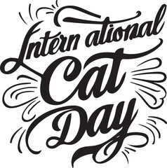 international cat day silhouette vector art illustration