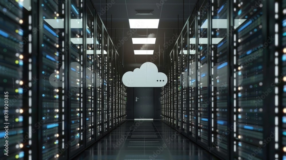 Poster a cloud computing graphic illustrating how data is stored, accessed, and managed across multiple ser