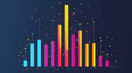 A colorful bar chart illustrating sales data over the past year, with different colors representing various product categories