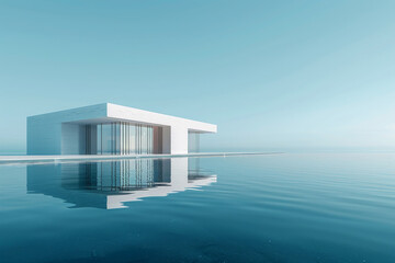 Obraz premium Modern buildings by the lake. Empty architectural background.