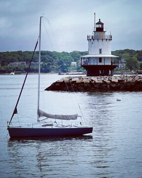 Spring Point Ledge Lighthouse in South Portland, Maine USA