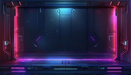 Obraz premium Futuristic SciFi Spacecraft Interior with Glowing Lights