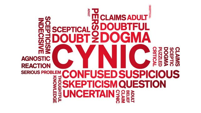 Cynic animated word cloud;text design animation tag kinetic typography seamless loop.