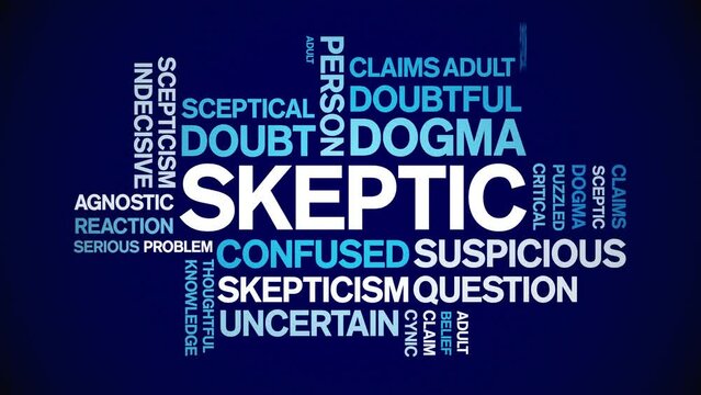 Skeptic animated word cloud;text design animation tag kinetic typography seamless loop.