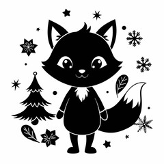 Christmas kid fox vector,cartoon, illustration, animal, vector, cute, cat, 