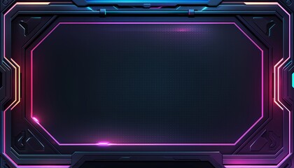 Obraz premium Futuristic Glowing Frame with Neon Lights and Dark Background