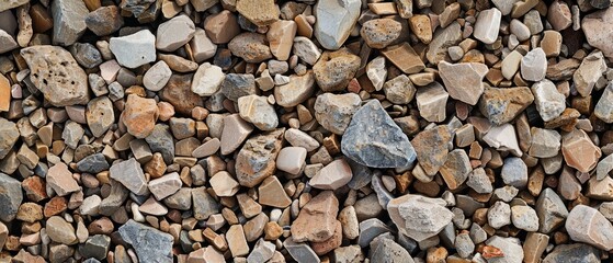 Panoramic close-up, high detail scan of coarse gravel texture, Generative AI