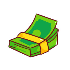 Money Cartoon Vector.  Saving And Investment Illustration. Business And Finance Concept Design. Isolated White Background.