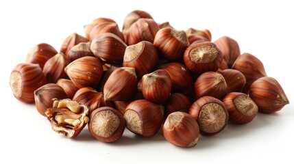 Obraz premium Pile of Hazelnuts Isolated on White Background