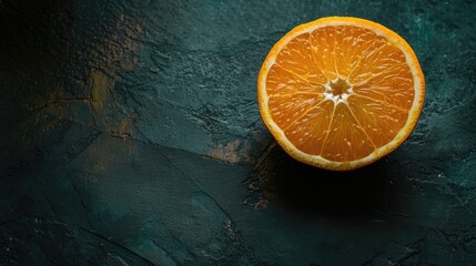 Vibrant orange on dark backdrop Sweet and healthy fruit concept Mock up for promotions or web layouts with space for text or logo