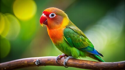 Obraz premium Full-body portrait of a lovebird with bright colors perched