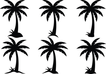 Fototapeta premium Palm tree Silhouette Bundle, set of black silhouettes of a palm tree