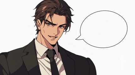 話しているビジネスマン、無地の吹き出し20