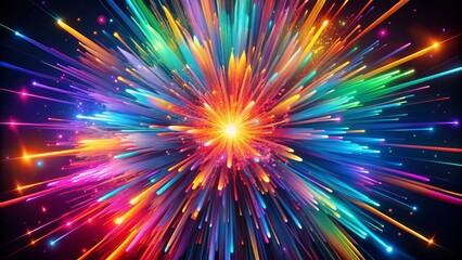 Fototapeta premium Vibrant abstract explosion elements in bright neon colors, swirling motion graphics, and dynamic cartoon blast effects for graphic design enhancement.