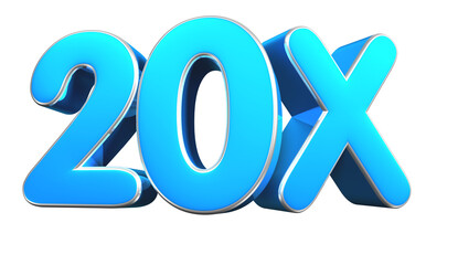 20X blue 3d illustration. Advertising signs, Product design, Product sales, Fabric design, Digital printing.
