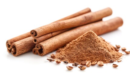 Cinnamon Sticks and Ground Cinnamon Powder