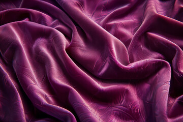 Fototapeta premium Luxurious purple satin fabric with elegant folds and smooth texture, perfect for fashion, design, or textured background use.