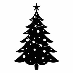 christmas, tree,christmas tree black single vector, holiday, fir, winter, decoration,christmas tree isolated,