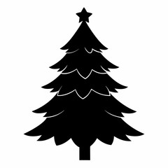 christmas, tree,christmas tree black single vector, holiday, fir, winter, decoration,christmas tree isolated,