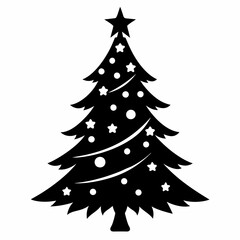 christmas, tree,christmas tree black single vector, holiday, fir, winter, decoration,christmas tree isolated,