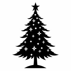christmas, tree,christmas tree black single vector, holiday, fir, winter, decoration,christmas tree isolated,