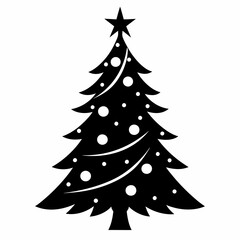 christmas, tree,christmas tree black single vector, holiday, fir, winter, decoration,christmas tree isolated,