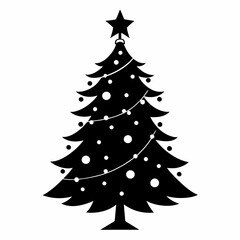 christmas, tree,christmas tree black single vector, holiday, fir, winter, decoration,christmas tree isolated,