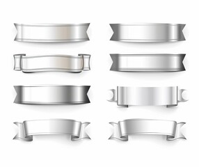 Elegant Silver Banner Collection for Web Design and Graphics - Premium Decorative Design Elements.