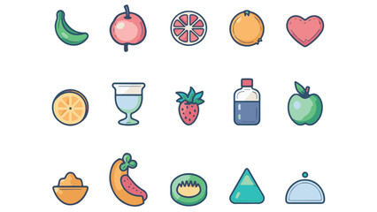 set of icons of fruits