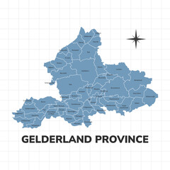 Gelderland Province map illustration. Map of the province in the Netherlands