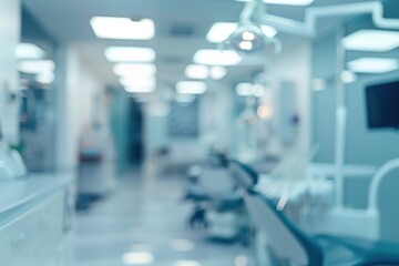 Fototapeta premium Blurred dental clinic background. Defocused interior of modern dental office