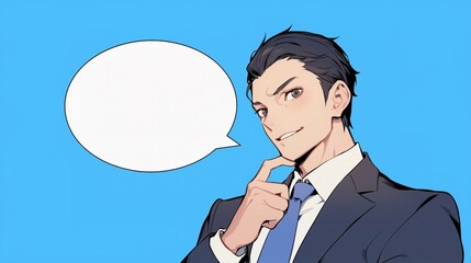 話しているビジネスマン、無地の吹き出し42