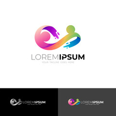 Charity logo with people design colorful, 3d style, family