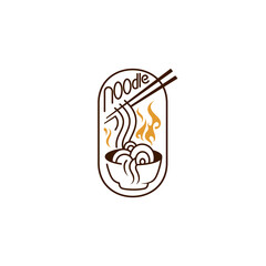 Delicious ramen noodle restaurant logo, line style