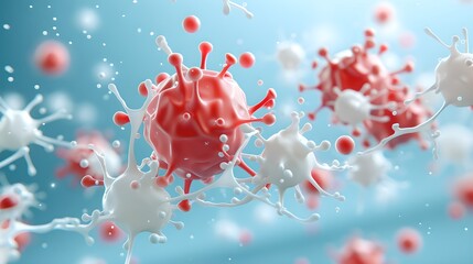 Obraz premium Minimalist depiction of white blood cells with realistic details, ideal for medical or educational purposes
