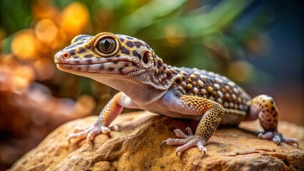 Fototapeta premium Full-body portrait of a gecko on a small rock