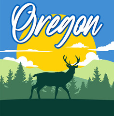 Oregon State with beautiful views and deer silhouettes
