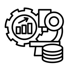 An icon that represents investing in research and development to increase productivity.